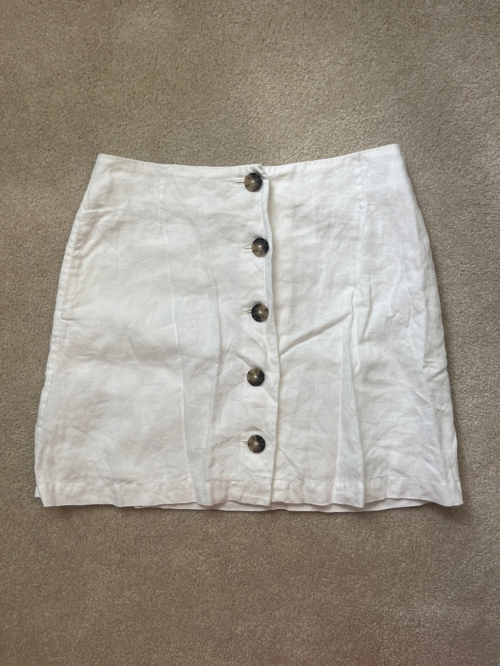 Wilfred Aritzia White Button-Front Linen Mini Skirt